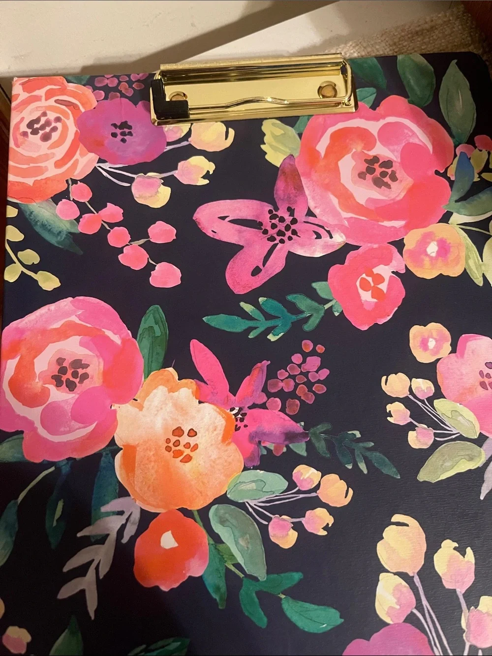 Floral Clipboard with Gold Clip